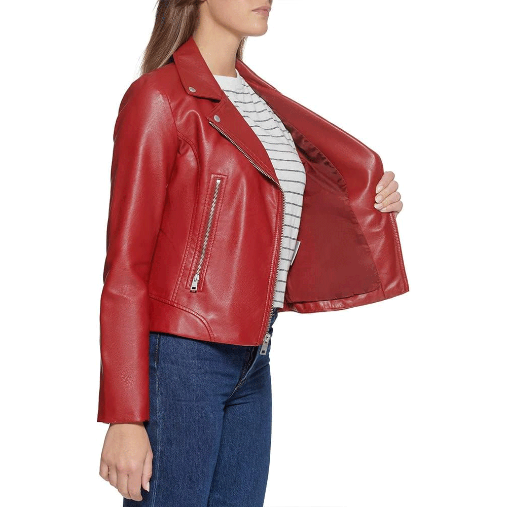 Women leather jacket stylish lifestyle wear
