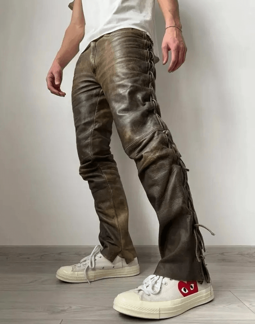 Turbo leather pants details