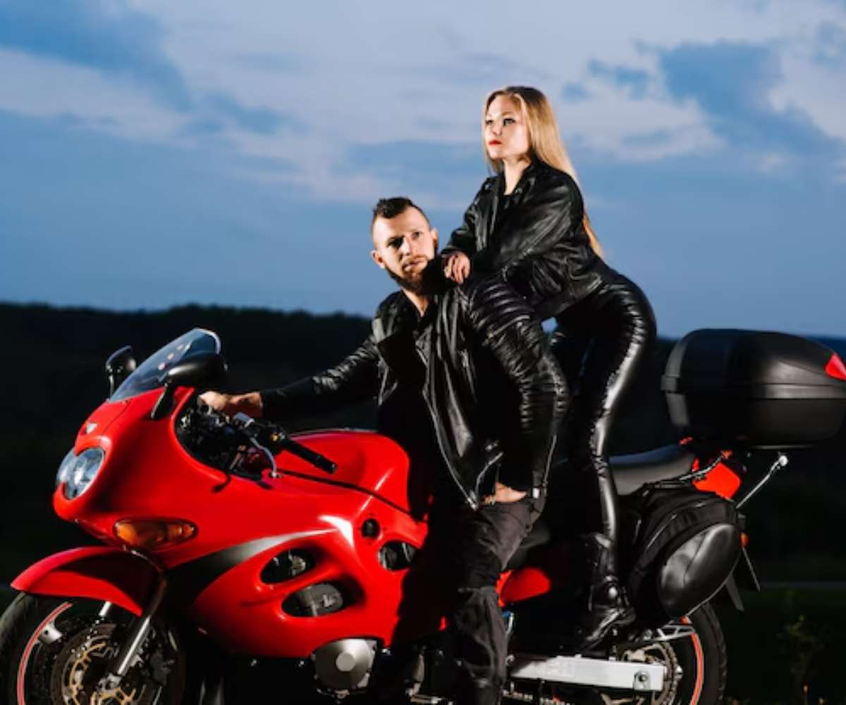 Biker leather jacket road wear fashion