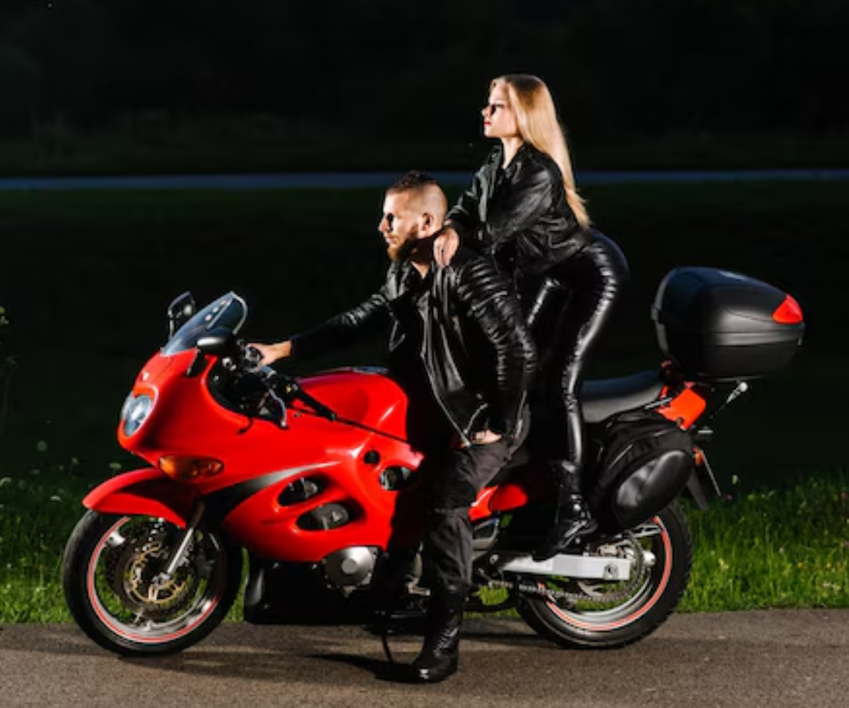 Biker leather jacket road wear fashion