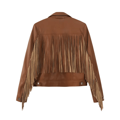 Ladies leather jacket street style