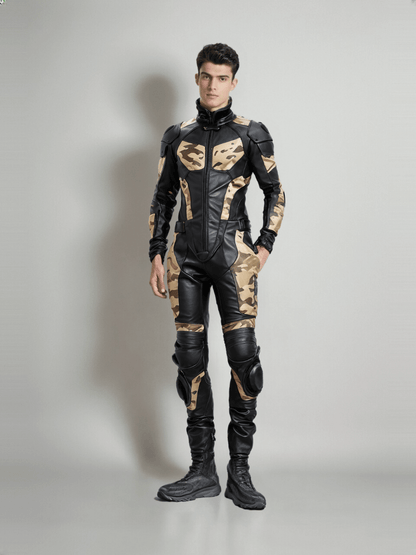 camo motorcycle leather suit