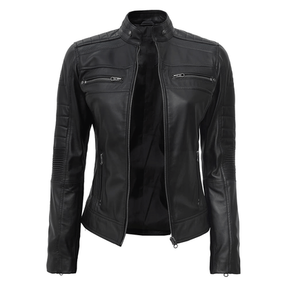 Women leather jacket elegant look