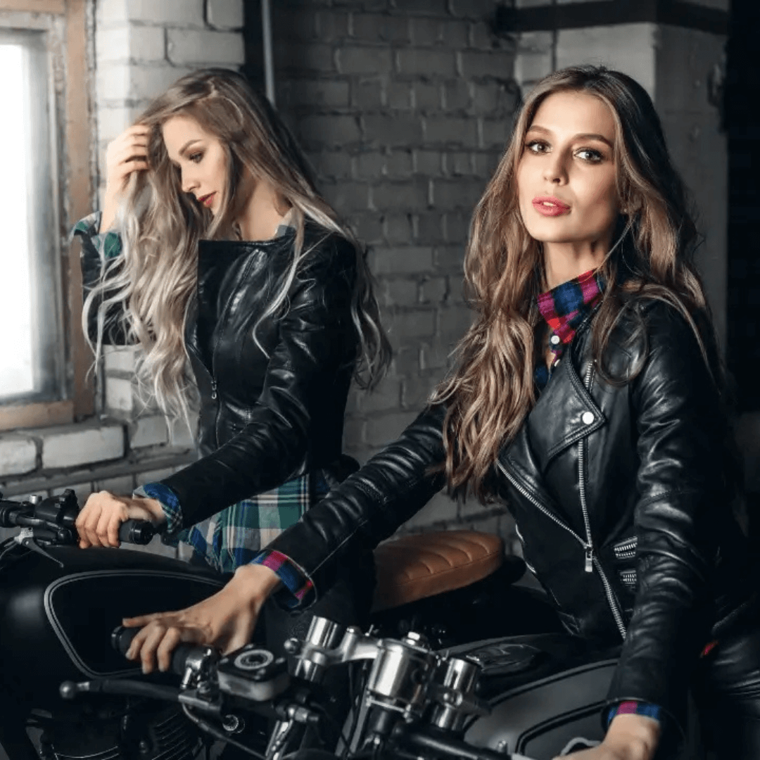 Stylish leather jacket for motorcycle riders