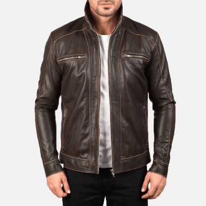 Mens leather jacket modern outerwear