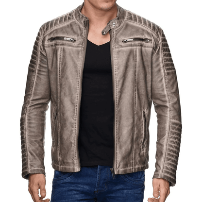 Men leather jacket smart casual wear