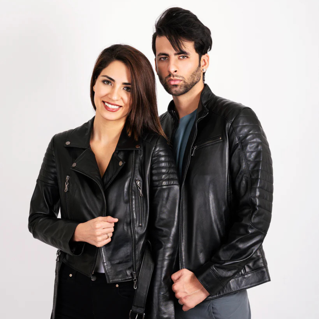 Motorcycle leather jacket modern biker wear