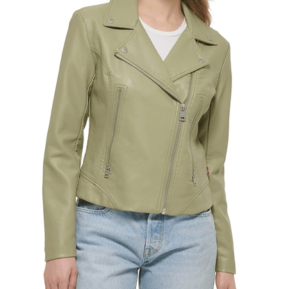 Women leather jacket street fashion wear